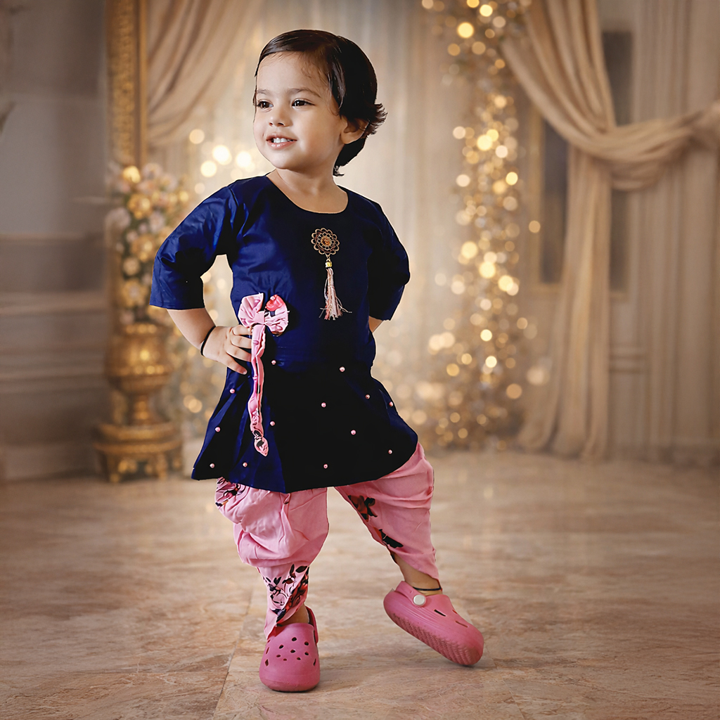 APM Dhoti Kurta Set Navy Blue