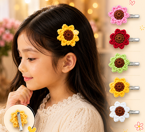 Elvira Handmade Crochet Flower Hair Clip for Girls