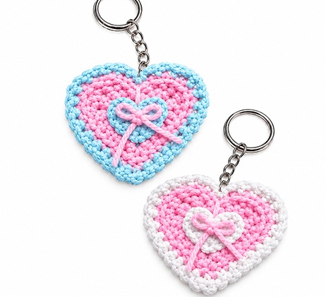 Elvira Handmade Crochet Heart Keychain (Set of 2)