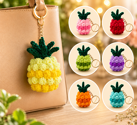 Elvira Handmade Crochet Pineapple Keychain